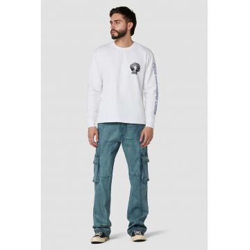 Blugi cargo drepti cu buzunare laterale mari - Albastru