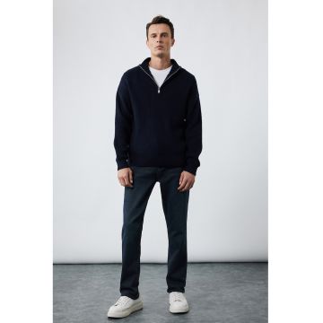 Blugi relaxed fit cu talie medie - Gri inchis