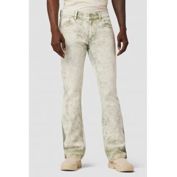 Blugi slim fit cu imprimeu camuflaj si aspect decolorat - Verde