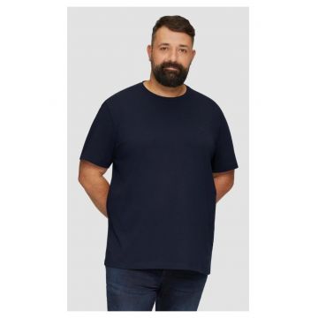 Bluza barbati big size cu maneca lunga - decolteu la baza gatului si buzunar pe piept -  Big Sizes - Bleumarin inchis
