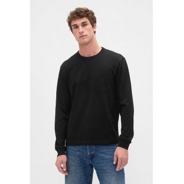 Bluza cu buzunar pe piept - Negru