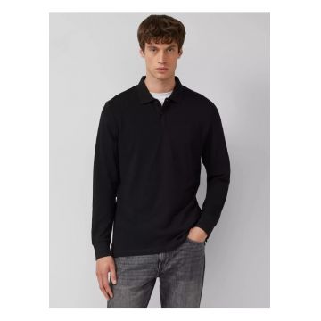 Bluza cu guler polo - Negru