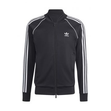 Bluza de trening cu fermoar si logo - Negru/Alb optic