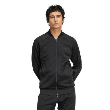 Bluza de trening cu fermoar si logo - Negru