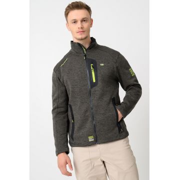 Bluza de trening cu fermoar Trampoline - Verde melange inchis