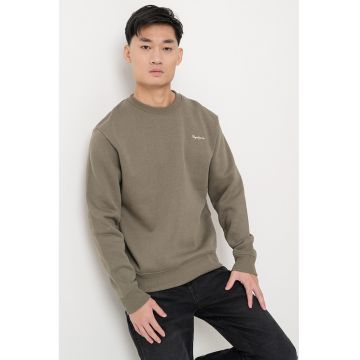 Bluza de trening regular fit cu decolteu la baza gatului - Verde