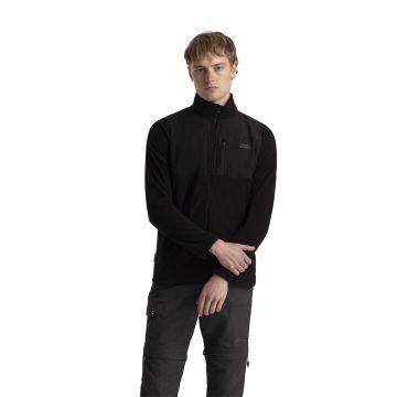 Bluza din fleece cu fermoar si segmente contrastante Falkenham - Negru