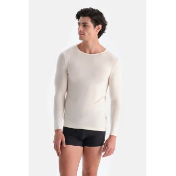 Bluza slim fit de casa din amestec de casmir - Alb murdar