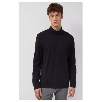 Bluza uni de bumbac cu guler inalt