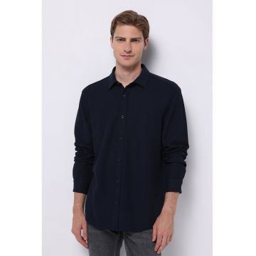 Camasa uni texturata - Albastru ultramarin