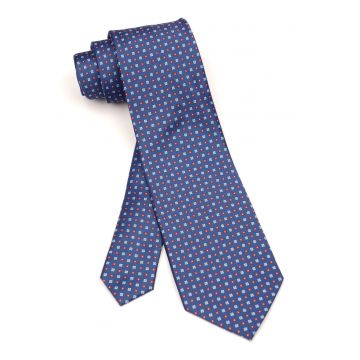 Cravata albastra clasica cu model geometric