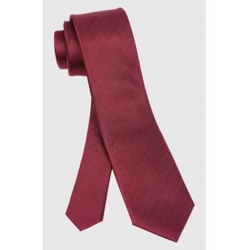 Cravata burgundy din matase cu model herringbone