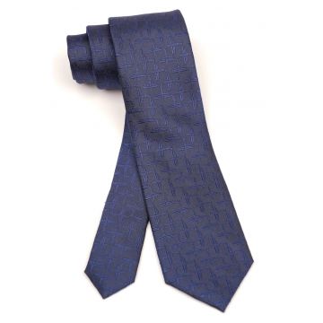 Cravata clasica bleumarin cu model geometric discret