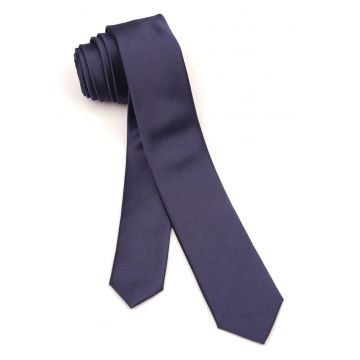Cravata navy clasica din matase cu dungi diagonale