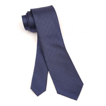 Cravata navy din matase cu model geometric in cercuri