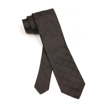 Cravata neagra din matase cu model geometric discret