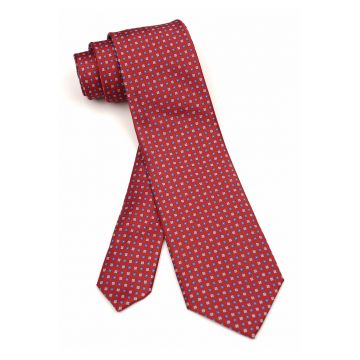 Cravata rosie clasica cu model geometric