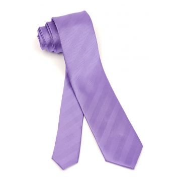 Cravata slim mov liliachiu din matase cu model chevron