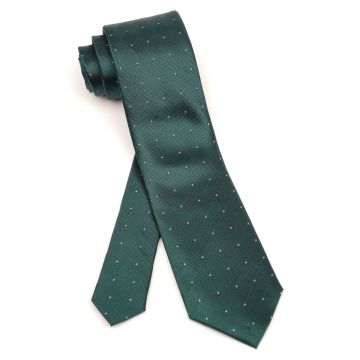 Cravata verde smarald din matase cu model geometric discret