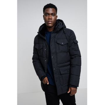 Geaca cu buzunare cu clapa Corlas - Negru stins