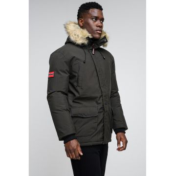 Geaca cu garnituri de blana sintetica Claude - Kaki