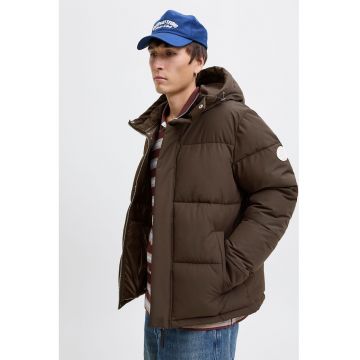 Geaca cu gluga si buzunare laterale - Maro inchis