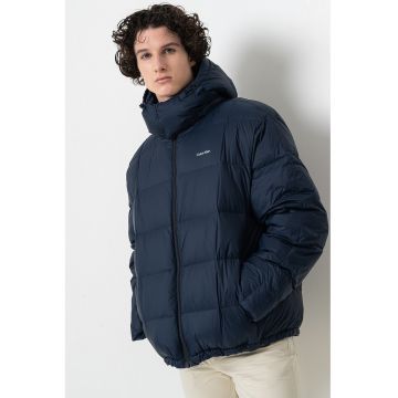 Geaca cu logo si fermoar - Albastru ultramarin