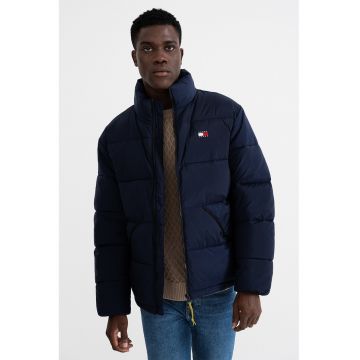 Geaca cu vatelina si aplicatie logo - Bleumarin