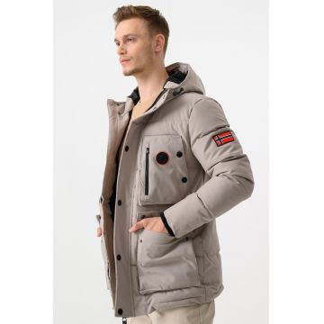 Geaca cu vatelina si gluga Albert - Maro nisip