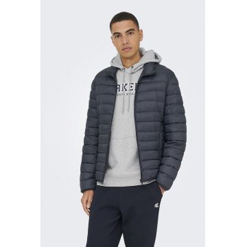 Geaca matlasata cu buzunare laterale - Bleumarin