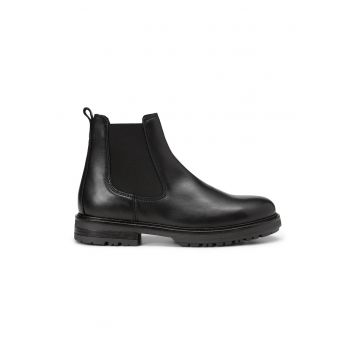 Ghete Chelsea de piele - Negru