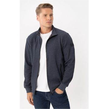 Hanorac barbati cu fermoar - guler inalt - doua buzunare cu fermoar -  B-Swed - bleumarin melange - Bleumarin melange