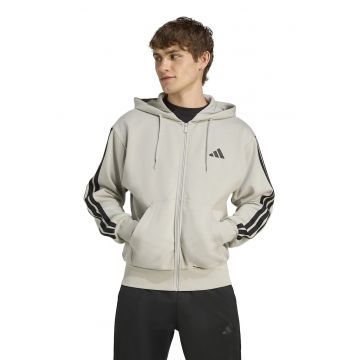 Hanorac cu buzunare frontale si fermoar - Negru/Maro nisip