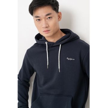 Hanorac din amestec de bumbac cu logo - Bleumarin