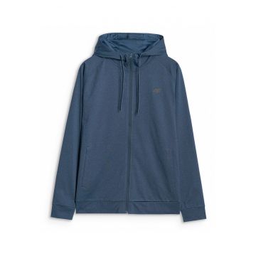 Hanorac Sport Alergare Barbati  Gluga Integrata - Fermoar Frontal - Tehnologii 4FDry & 4FWarm - Poliester & Elastan - Culoare Denim