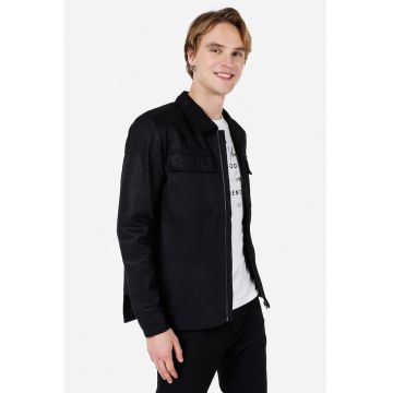 Jacheta cu fermoar si buzunare pe piept - Negru