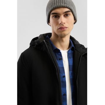 Jacheta cu fermoar si gluga - Negru