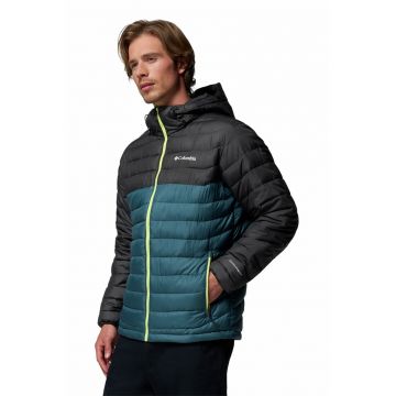 Jacheta cu gluga - pentru trekking Powdewr Lite II - Negru/Albastru petrol