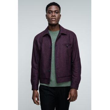 Jacheta cu nasturi si guler - Visiniu