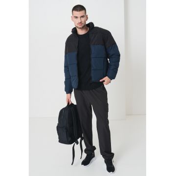 Jacheta cu vatelina si guler - Albastru ultramarin/Bleumarin