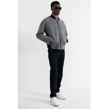 Jacheta din amestec de lana cu fermoar - Gri