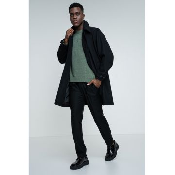 Jacheta lunga din amestec de lana - Negru