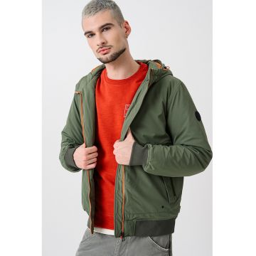 Jacheta usoara cu gluga si vatelina - Verde feriga