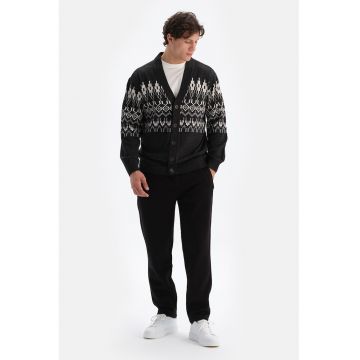 Pantaloni de trening cu snur de ajustare si model uni - Negru