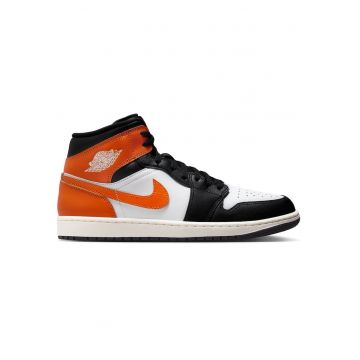 Pantofi sport  Air Jordan 1 Mid 48093 - Alb/Negru/Portocaliu