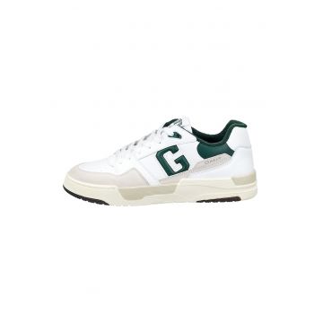 Pantofi sport din piele cu garnituri din piele intoarsa Brookpal - Alb optic/Verde aquamarin/Bej deschis