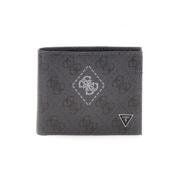 Portofel din piele cu logo - Gri inchis