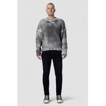 Pulover cu aspect prespălat și deteriorat - Gri