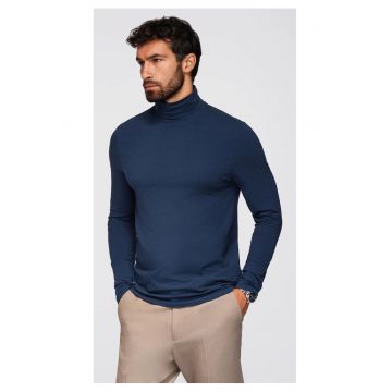 Pulover cu guler inalt si maneci lungi  OM-LSCL-0130 - Albastru inchis