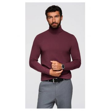 Pulover cu guler inalt si maneci lungi  OM-LSCL-0130 - Bordeaux